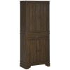 72" Farmhouse Pantry Cabinet Walnut 4-Door Kitchen Storage with Drawer Shelves