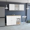 Tigard Two Piece Kitchen Set, Kitchen Island + Wall Cabinet, White / Light Oak