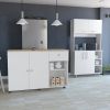 Edmond Two Piece Kitchen Set, Kitchen Island + Kitchen Pantry, White / Light Oak