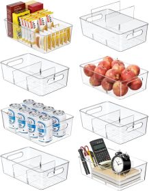 Pantry Organizers and Storage, 8 Pack Snack Organizer for Pantry Shelf,Food Storage Bins with Divider,Clear Containers for Organizing