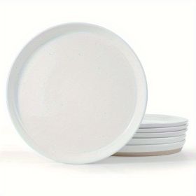 6 Pieces Dinner Plates, 10.5 inch Plate Set, Scratch Resistant, Stoneware Dinnerware, Kitchen Modern Rustic Serving Dishes, White with Speckled