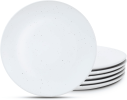 Moon Dinner Plates Set of 6, 10.5 Inch Ceramic Plates with Speckled Design, Large Salad Plates set of 6, Microwave and Dishwasher Safe, White