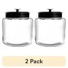 (2 pack) 96 oz Montana Glass Jar with Black Metal Cover for Food Storage, Well Suited to Pantry Jar Storage and Display