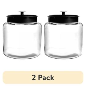 (2 pack) 96 oz Montana Glass Jar with Black Metal Cover for Food Storage, Well Suited to Pantry Jar Storage and Display