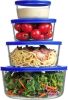 4 Pack Glass Bowls with Lids (1, 2, 4, 7 Cup), Food Storage Containers, Meal Prep and Leftovers Keeper, Lunch Container, Microwave