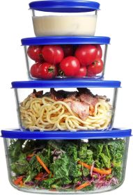 4 Pack Glass Bowls with Lids (1, 2, 4, 7 Cup), Food Storage Containers, Meal Prep and Leftovers Keeper, Lunch Container, Microwave