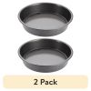 (2 pack) PRO Nonstick Steel Round Cake Pan, 9", Gray