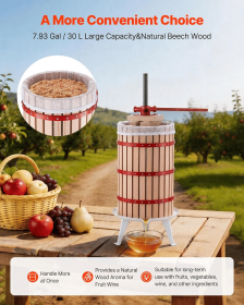 3.17 Gallon/12L Fruit Wine Cider Press - Solid Wood Basket Vintage traditional juicer
