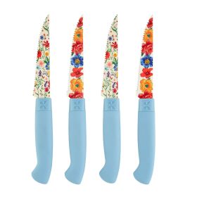 Brilliant Blooms 4-Piece Stainless Steel Steak Knife Set