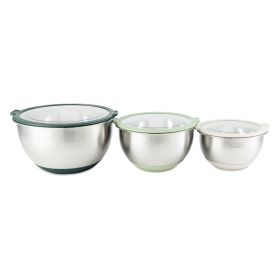 6-Piece Nesting Mixing Bowl Set with Easy Grip Transparent Lids - Green