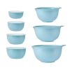 7-Piece Plastic Nesting Mixing Bowl Set and Prep Bowls with Lids, Mineral Water