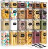 Airtight Food Storage Containers with Lids, 24 pcs Plastic Pantry Organizers and Storage Canisters for Cereal, Dry Food, Flour and Sugar, BPA Free