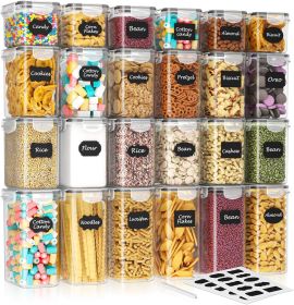 Airtight Food Storage Containers with Lids, 24 pcs Plastic Pantry Organizers and Storage Canisters for Cereal, Dry Food, Flour and Sugar, BPA Free