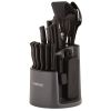 Classic 30-Piece Spin-N-Store Rotating Carousel Stainless Steel Knife Set Tool Set Gray