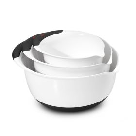 3-Piece Mixing Bowl Set with Easy-Grip Handles, Non-Skid Bottoms Nesting