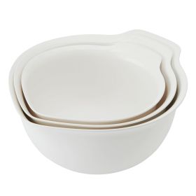 3-Piece Nesting Plastic Mixing Bowls Set, Porcelain