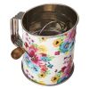 3-Cup Stainless Steel Crank Flour Sifter and Pastry Cutter, Floral