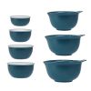 7-Piece Plastic Nesting Mixing Bowl Set and Prep Bowls with Lids, Agave
