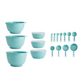 Professional 20-piece Plastic Mixing Bowl and Prep Set in Aqua
