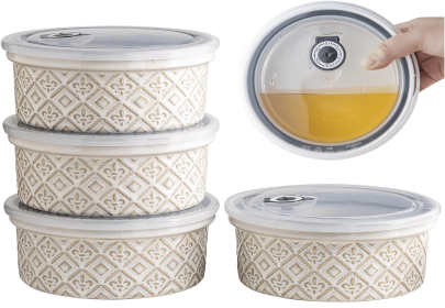 40 Oz Ramekins Ceramic Airtight Bowls Set of 4 - Large Mixing Bowls with Lids Set for Salad, Pho, Soup, Pasta, Dessert, Serving, Oatmeal