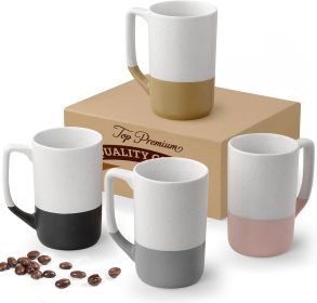 Large Ceramic Coffee Mug Set of 4, 16 oz Tea Cups with Handle, Porcelain Mug for Latte, Hot Tea, Cappuccino, Milk, Cocoa