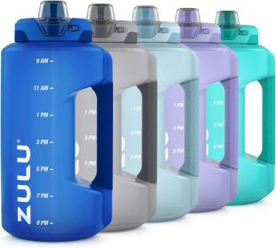 Half Gallon Plastic Water Bottle with Straw and Time Marker | Large Reusable Jug with Handle and Leak Proof Lid for All Day Hydration