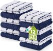 Towels - Kitchen Towels 12 Pack, 15 x 25 Inches, 100% Ring Spun Cotton Super Soft and Absorbent Linen Dish, Tea and Bar Towels Set, Navy