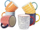10 oz Coffee Mugs Set of 6 with Handle, Coffee Cups Ceramic for Cappuccino Latte Cocoa Milk Tea, Dishwasher Microwave Safe, Assorted Colors