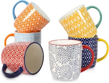 10 oz Coffee Mugs Set of 6 with Handle, Coffee Cups Ceramic for Cappuccino Latte Cocoa Milk Tea, Dishwasher Microwave Safe, Assorted Colors