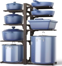 Pots and Pans Organizer under Cabinet, 20.8" Height Heavy Duty 120LBS Pots Pans Organizer Rack for Cabinet 8-Tier Adjustable for Big Stockpots
