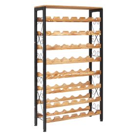 48 Bottle Wine Rack,8-Tier Wine Bottle Holder,Freestanding Floor Display Wine Storage Shelves with Wood Table Top,For Kitchen Pantry, Cellar, Bar