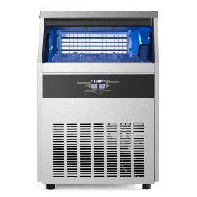 160lbs/24H Commercial Ice Maker Machine, 66lbs Storage Capacity Ice Maker with Drain Pump, 80 Ice Cubes in 15 Minutes