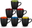 6 Pack Porcelain Coffee Mugs Set, 12 Ounces Ceramic Coffee Mugs, Matte Black Coffee Mug, Restaurant Cups for Coffee, Tea, Cappuccino, Cocoa, Cereal
