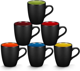 6 Pack Porcelain Coffee Mugs Set, 12 Ounces Ceramic Coffee Mugs, Matte Black Coffee Mug, Restaurant Cups for Coffee, Tea, Cappuccino, Cocoa, Cereal