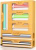 Bag Organizer and Plastic Wrap Dispenser with Cutter, 6 In 1 Bamboo Foil and Plastic Wrap Organizer for Kitchen Drawer