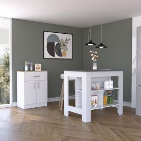 California Two Piece Kitchen Set, Kitchen Island + Kitchen Pantry , White /Onyx /Light Oak