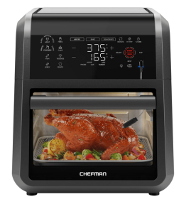Chefman ExacTemp 12 Quart 5-in-1 Air Fryer with Integrated Smart Thermometer, 28 Presets - Black, New