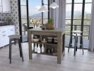 Dark Brown 3-Shelf Kitchen Island