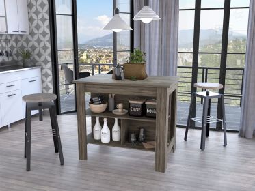 Dark Brown 3-Shelf Kitchen Island