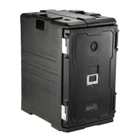 Insulated Food Pan Carrier, 109 Qt Hot Box for Catering, LLDPE Food Box Carrier w/Double Buckles, Front Loading Food Warmer w/Handles