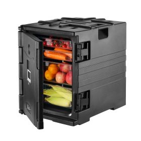 Insulated Food Pan Carrier, 82 Qt Hot Box for Catering, LLDPE Food Box Carrier with Double Buckles, Front Loading Food Warmer with Handles