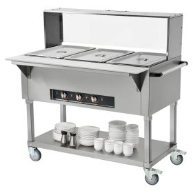 3-Pan Commercial Food Warmer, 3 x 20.6QT Electric Steam Table, 1500W Professional Buffet Catering Food Warmer with Acrylic Sneeze Guard