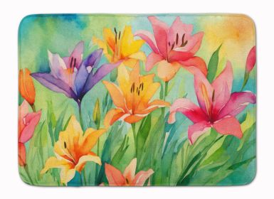 Lilies in Watercolor Memory Foam Kitchen Mat Machine Washable Anti-Fatigue Mat Cushion Comfort Bath Mat or Kitchen Rug