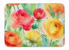 Ranunculus in Watercolor Memory Foam Kitchen Mat Machine Washable Anti-Fatigue Mat Cushion Comfort Bath Mat or Kitchen Rug