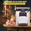 VEVOR Commercial Ice Cream Machine 5.3 to 7.4Gal per Hour Soft Serve with LED Display Auto Clean 3 Flavors Perfect for Restaurants Snack Bar, 2200W