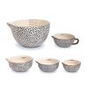 5-Piece Ceramic Mixing Bowl and Measuring Bowl Set, Dot Pattern