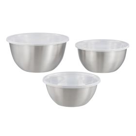 6-Piece Brushed Stainless Steel Mixing and Storage Bowl Set with Lids