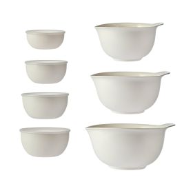 7-Piece Plastic Nesting Mixing Bowl Set and Prep Bowls with Lids, Porcelain