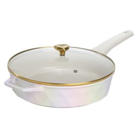 4 Quart Cast Aluminum Jumbo Cooker, White Rainbow Iridescent