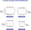 4 Pack Glass Bowls with Lids (1, 2, 4, 7 Cup), Food Storage Containers, Meal Prep and Leftovers Keeper, Lunch Container, Microwave